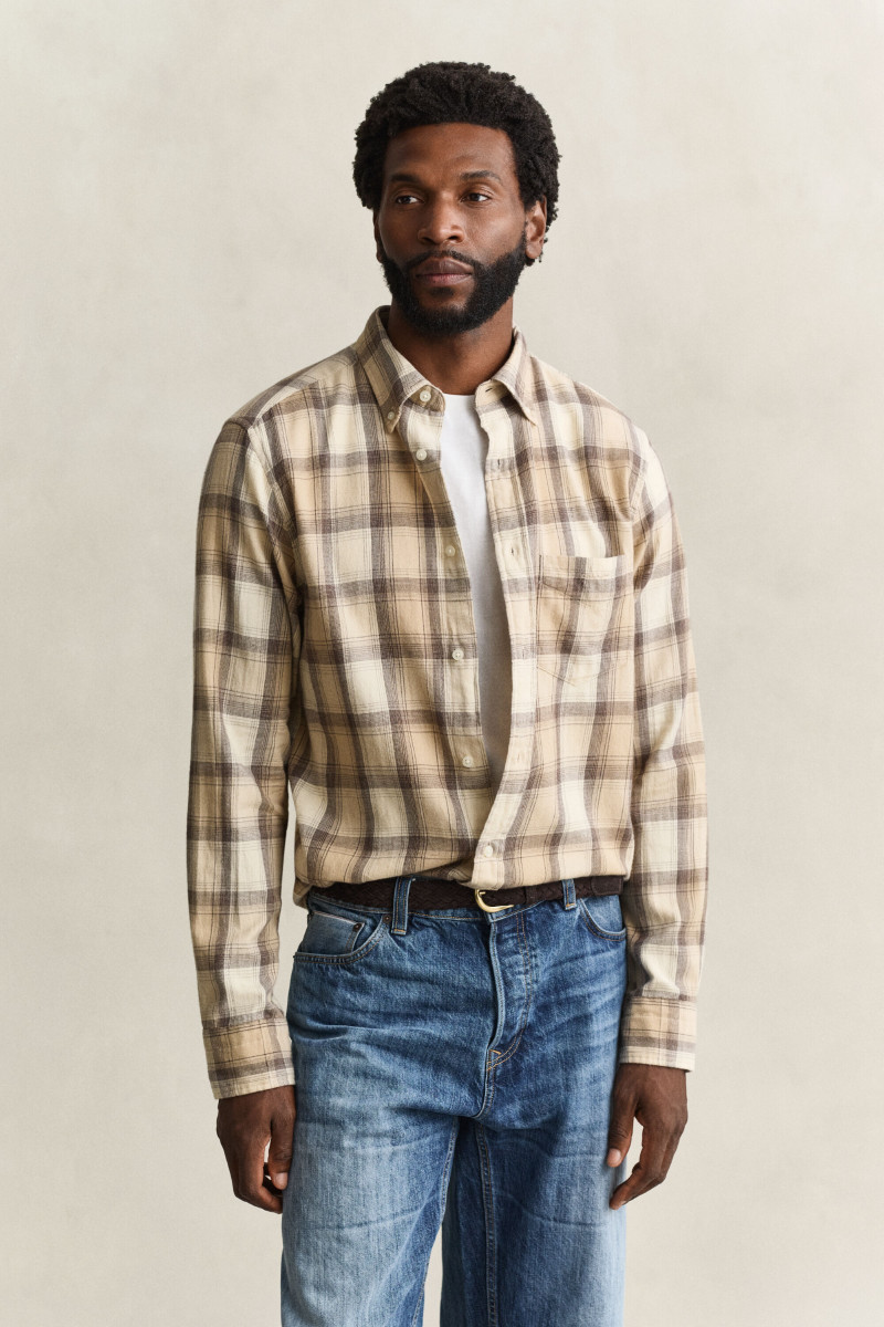 KOŠEĽA GANT REG WINDBLOWN FLANNEL CHECK SHIRT DRY SAND