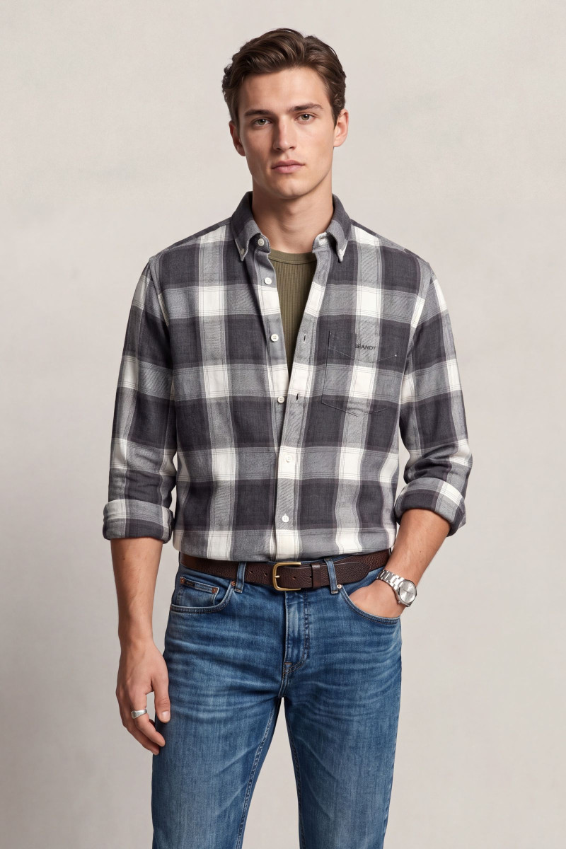 KOŠEĽA GANT REG WINDBLOWN FLANNEL CHECK SHIRT CHARCOAL MELANGE