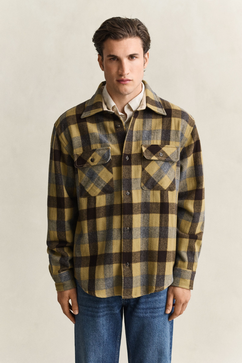 KOŠEĽA GANT REL CHECK WOOLSTER SHIRT WARM KHAKI