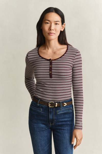 TRIČKO GANT SLIM RIBBED LS HENLEY TOP - Fotografia č. 1