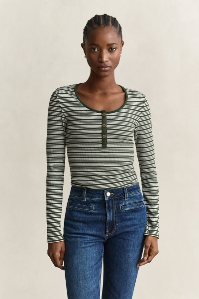 TRIČKO GANT SLIM RIBBED LS HENLEY TOP - Fotografia č. 1
