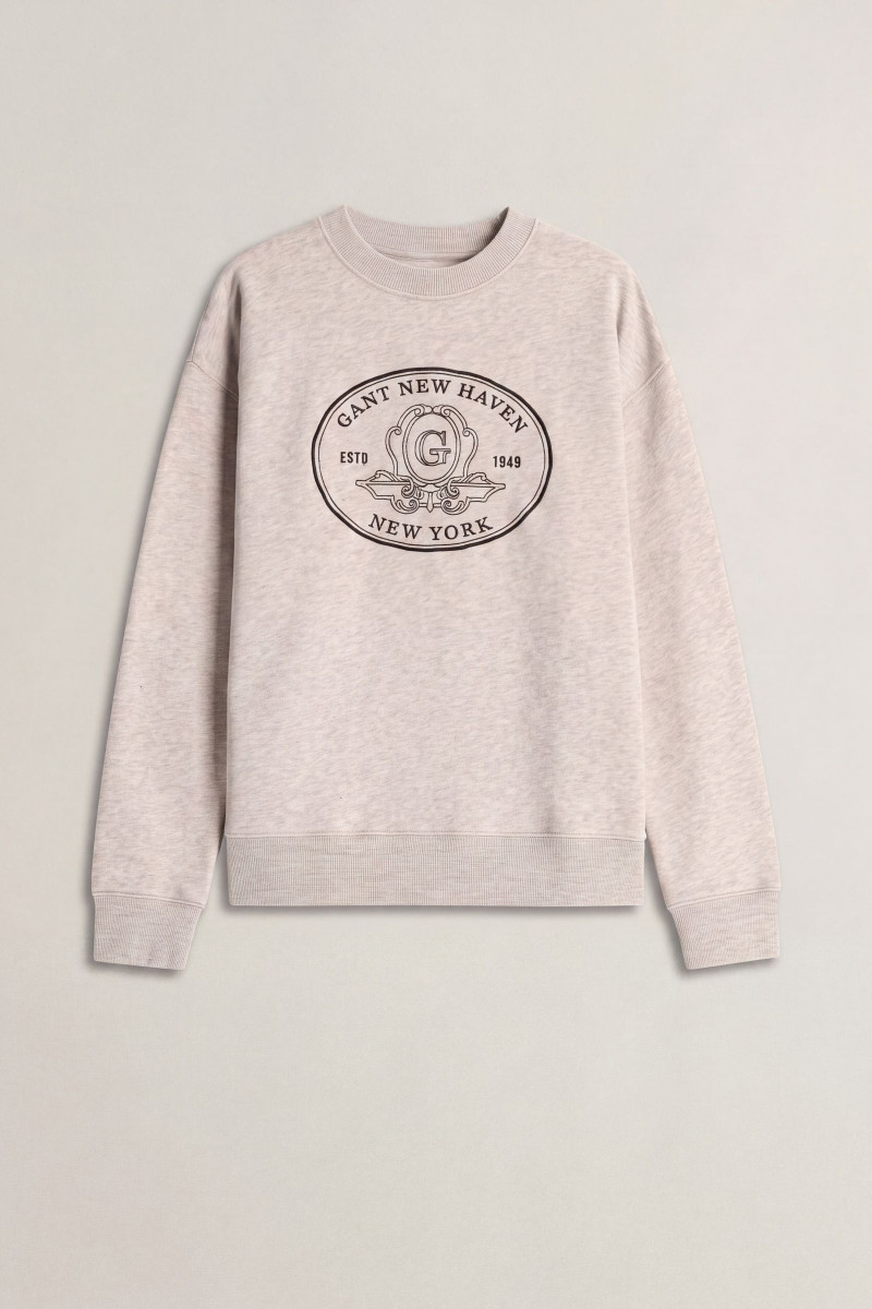 MIKINA GANT GRAPHIC C-NECK SWEAT LIGHT BEIGE MELANGE
