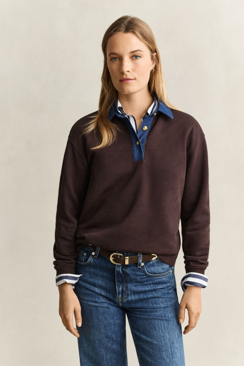 POLOKOŠEĽA GANT HEAVY RUGGER DENIM COLLAR DEEP BROWN