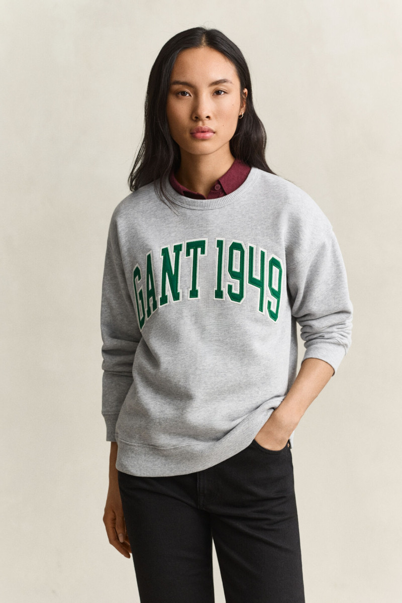 MIKINA GANT GRAPHIC C-NECK SWEAT LIGHT GREY MELANGE