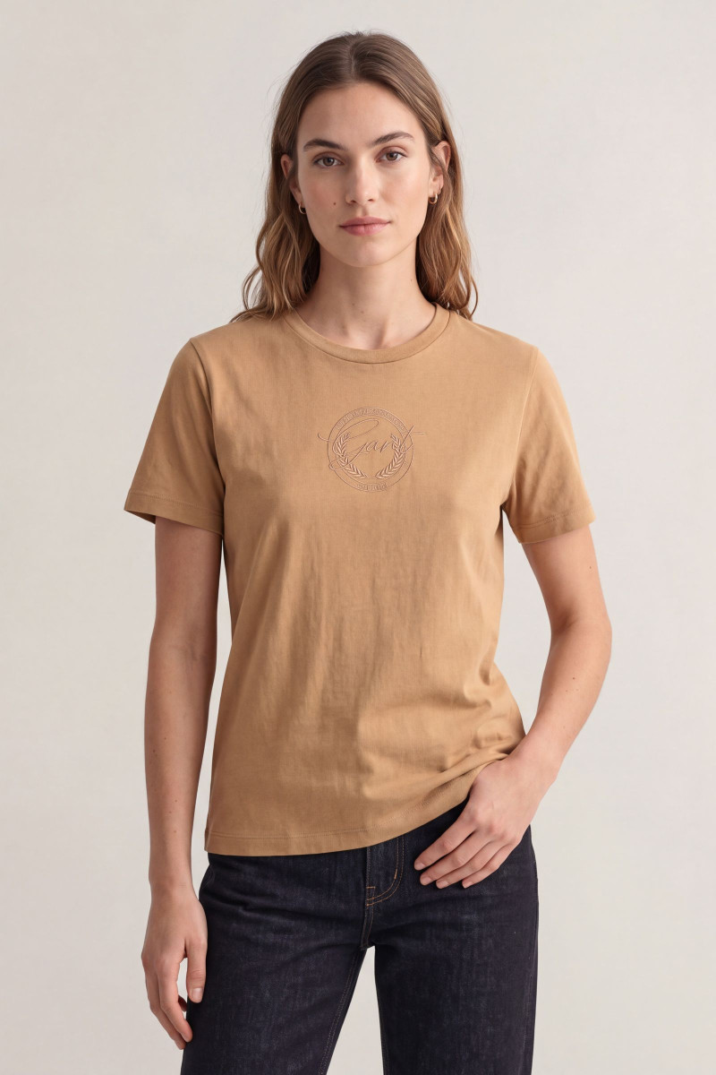TRIČKO GANT GRAPHIC SS TSHIRT WARM KHAKI