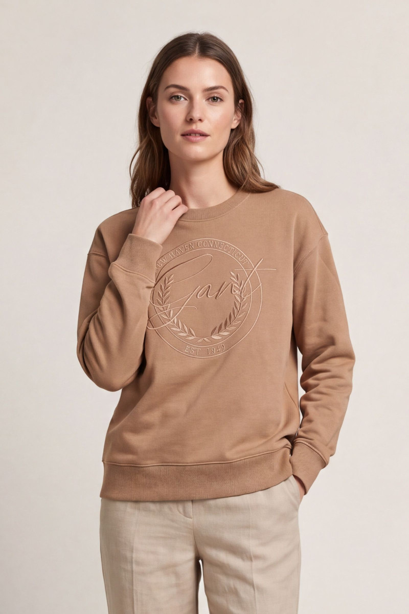 MIKINA GANT GRAPHIC C-NECK SWEAT WARM KHAKI