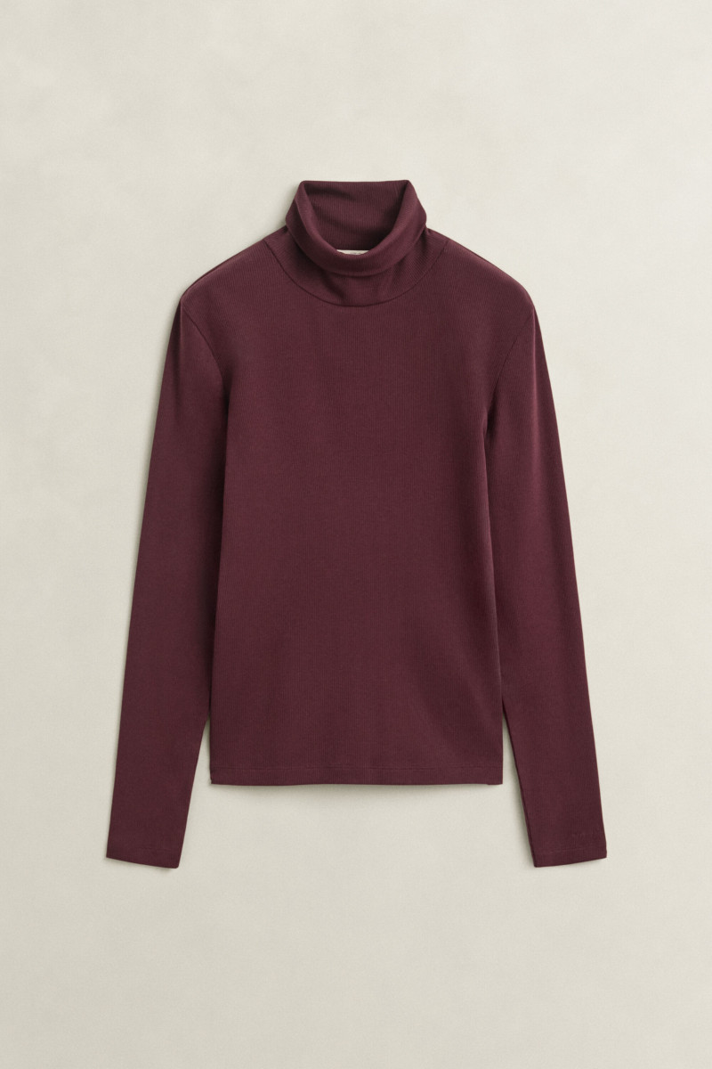 TRIČKO GANT RIBBED LS TURTLENECK DARKENED WINE