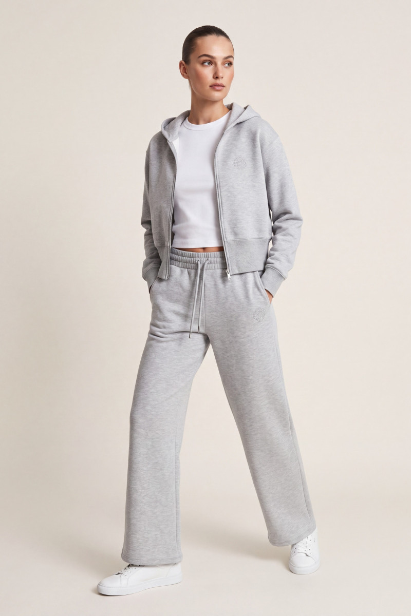 MIKINA GANT CHARM EMB SCUBA ZIP HOODIE LIGHT GREY MELANGE