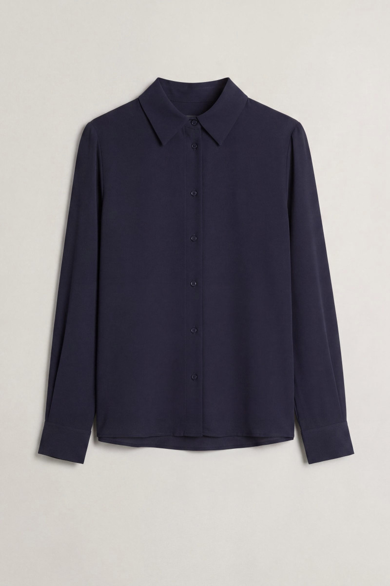 BLÚZKA GANT REG CLASSIC SILK BLOUSE EVENING BLUE