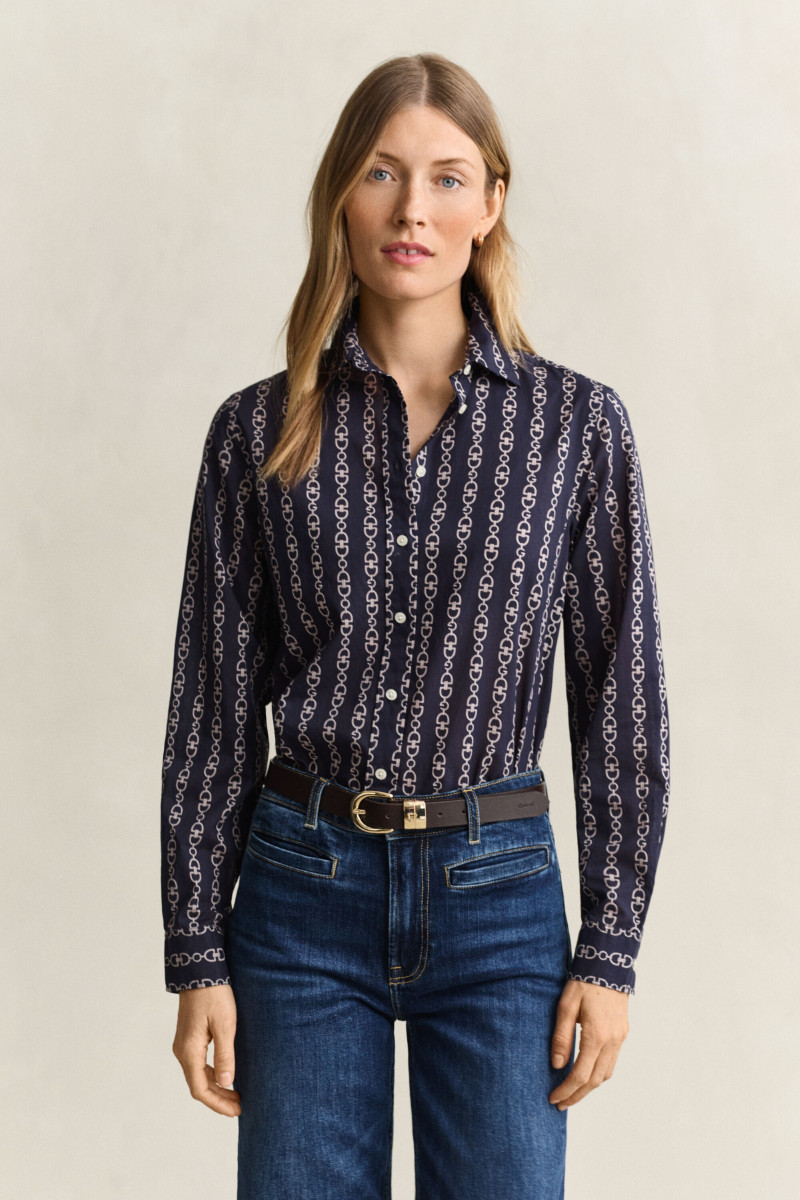 KOŠEĽA GANT REG PRINTED CTN VOILE SHIRT EVENING BLUE
