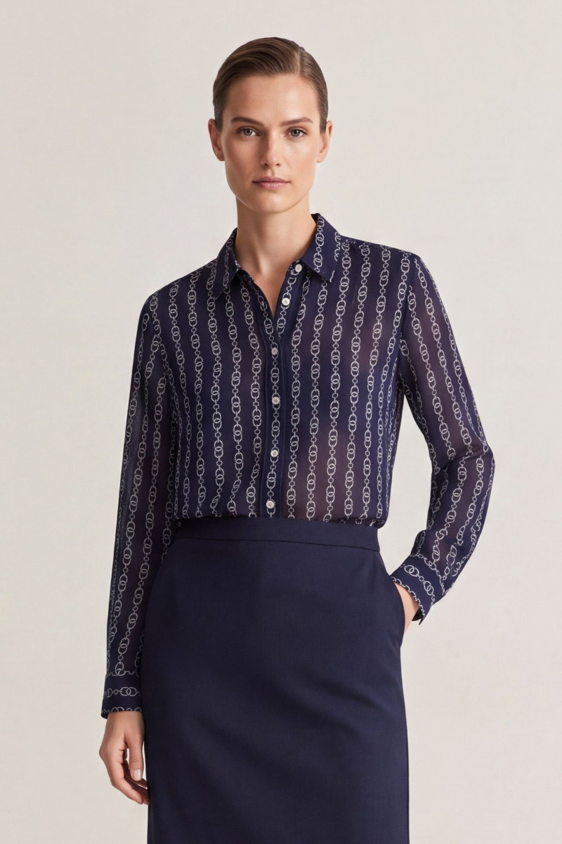 KOŠEĽA GANT REG PRINTED CTN SILK LS SHIRT EVENING BLUE