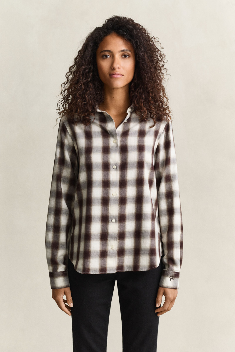 KOŠEĽA GANT REG CHECKED FLANNEL SHIRT DEEP BROWN