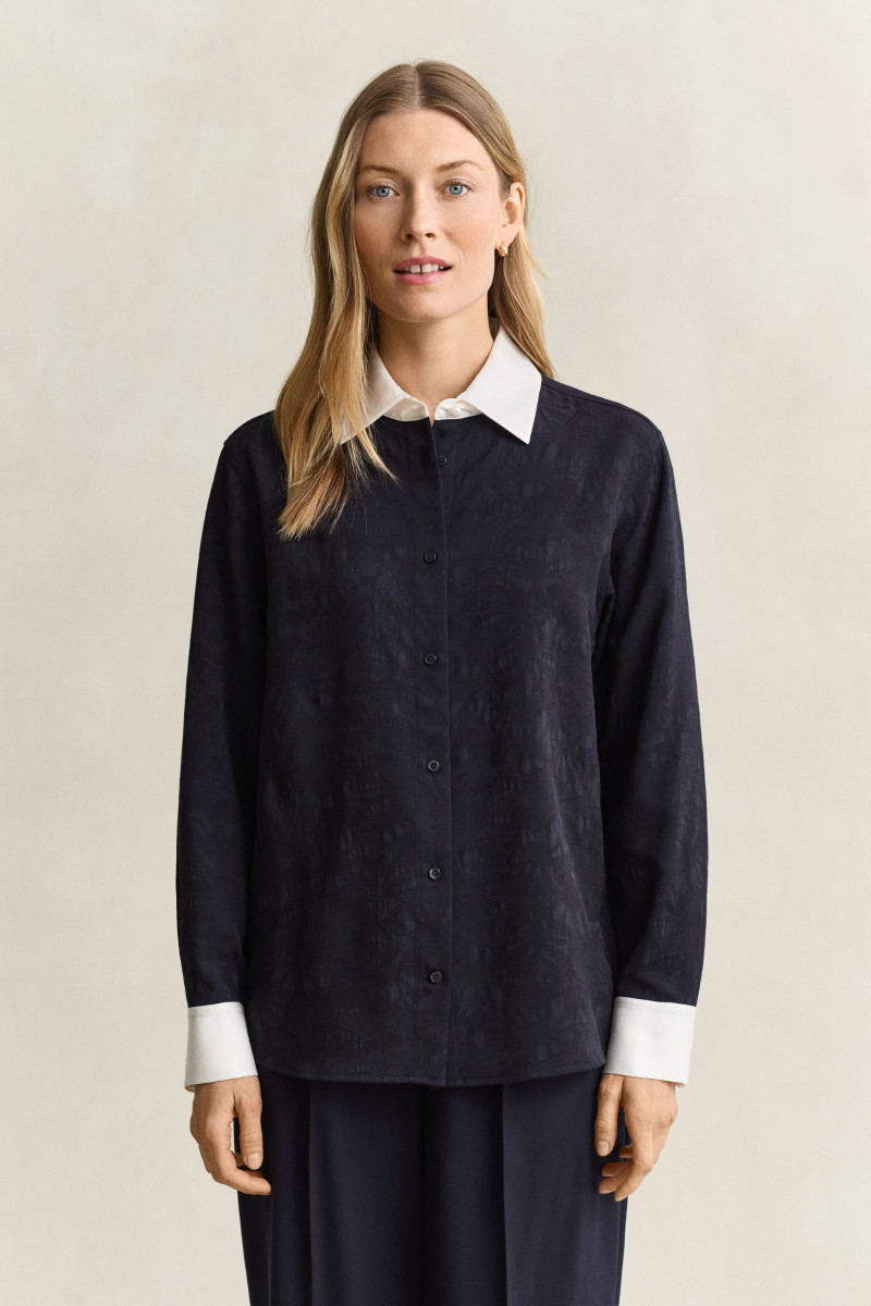 KOŠEĽA GANT JACQUARD CONTRAST COLLAR SHIRT EVENING BLUE