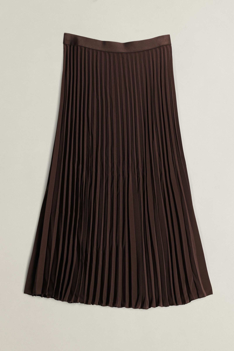 SUKŇA GANT PLEATED MIDI SKIRT DEEP BROWN