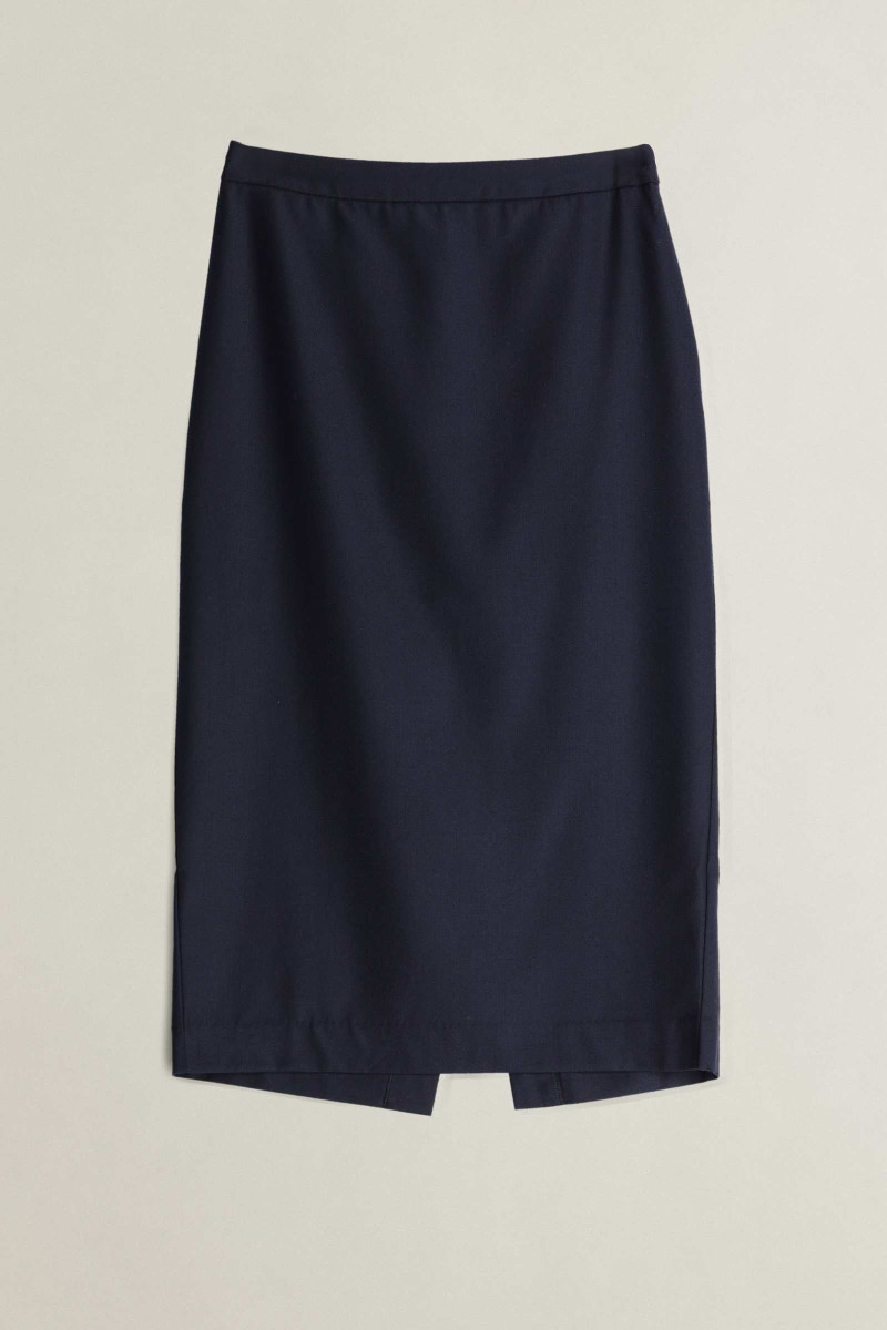 SUKŇA GANT WOOL BLEND PENCIL SKIRT EVENING BLUE
