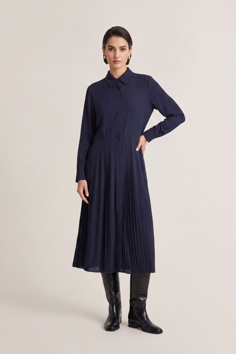 ŠATY GANT FLUID LS SHIRT DRESS EVENING BLUE
