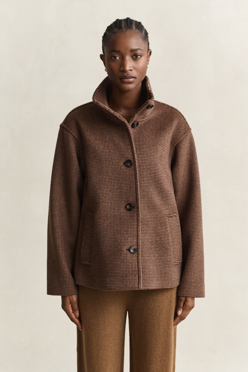 BUNDA GANT CHECKED WOOL BLEND JACKET DEEP BROWN