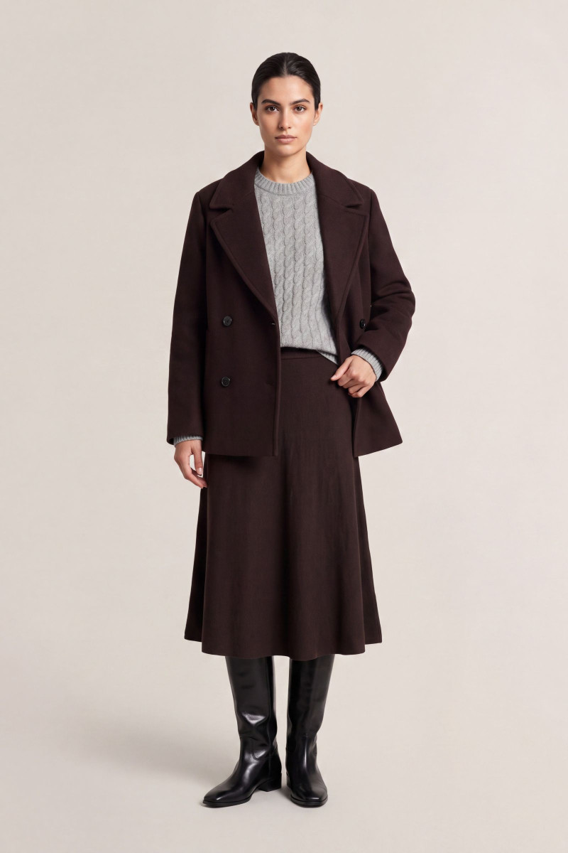 BUNDA GANT WOOL BLEND PEACOAT DEEP BROWN
