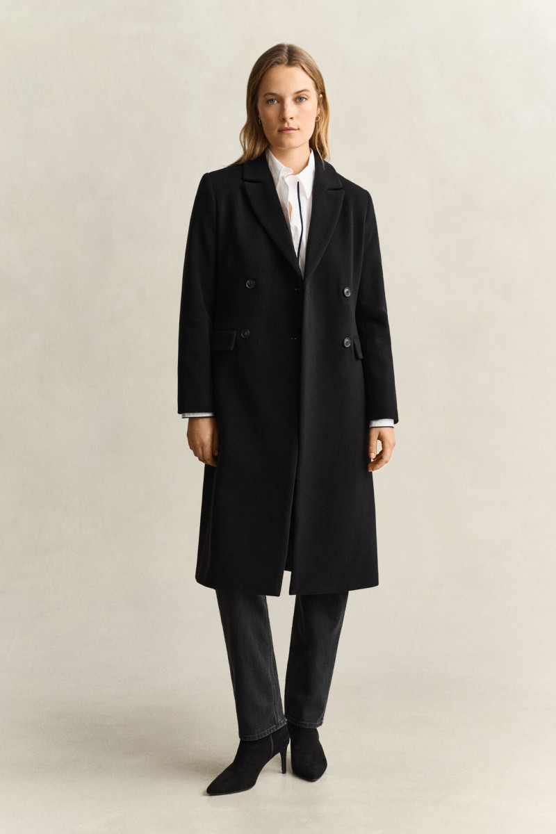 KABÁT GANT TAILORED WOOL CASHMERE BLEND COAT BLACK
