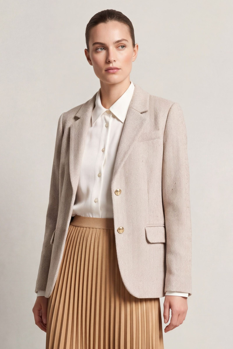 SAKO GANT SLIM HERRINGBONE BLAZER SOFT OAT