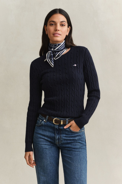 SVETR GANT STRETCH COTTON CABLE C-NECK - Fotografie č. 1