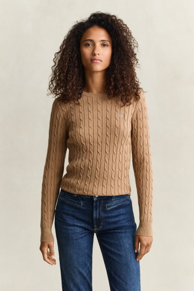 SVETR GANT STRETCH COTTON CABLE C-NECK - Fotografie č. 1