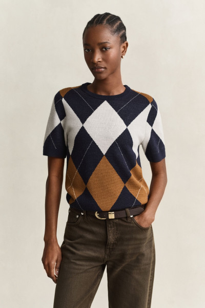 SVETR GANT WOOL ARGYLE C-NECK SS - Fotografie č. 1
