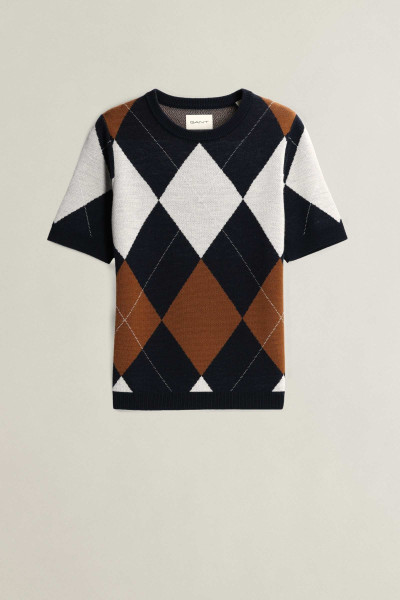 PULÓVER GANT WOOL ARGYLE C-NECK SS - Kép 1