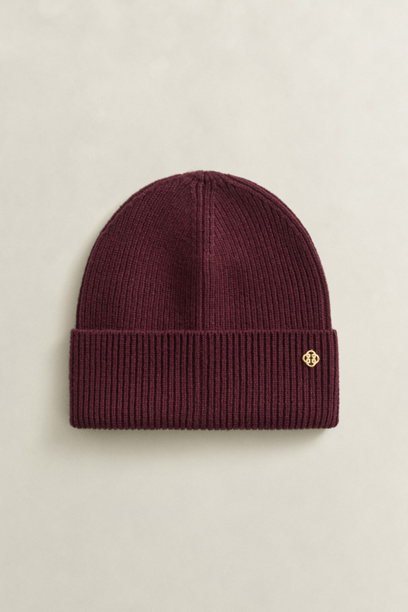 ČAPICA GANT WOOL RIBBED BEANIE DARKENED WINE