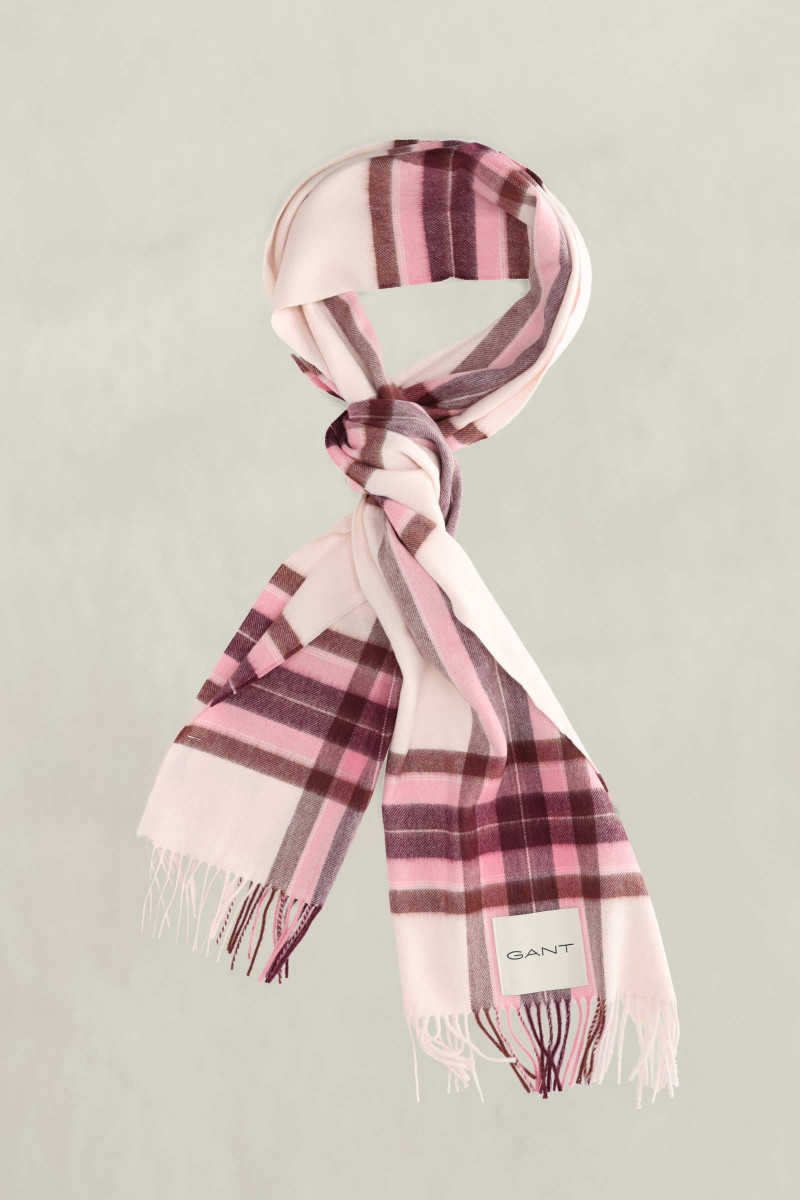 ŠÁL GANT TARTAN CHECK WOOL SCARF REFINED PINK