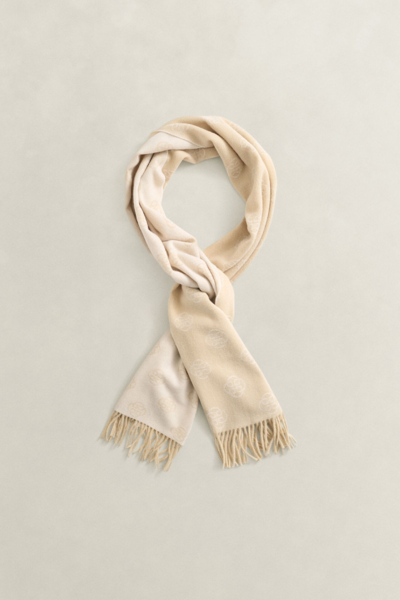 ŠÁL GANT MONOGRAM WOOL SCARF OAT BEIGE