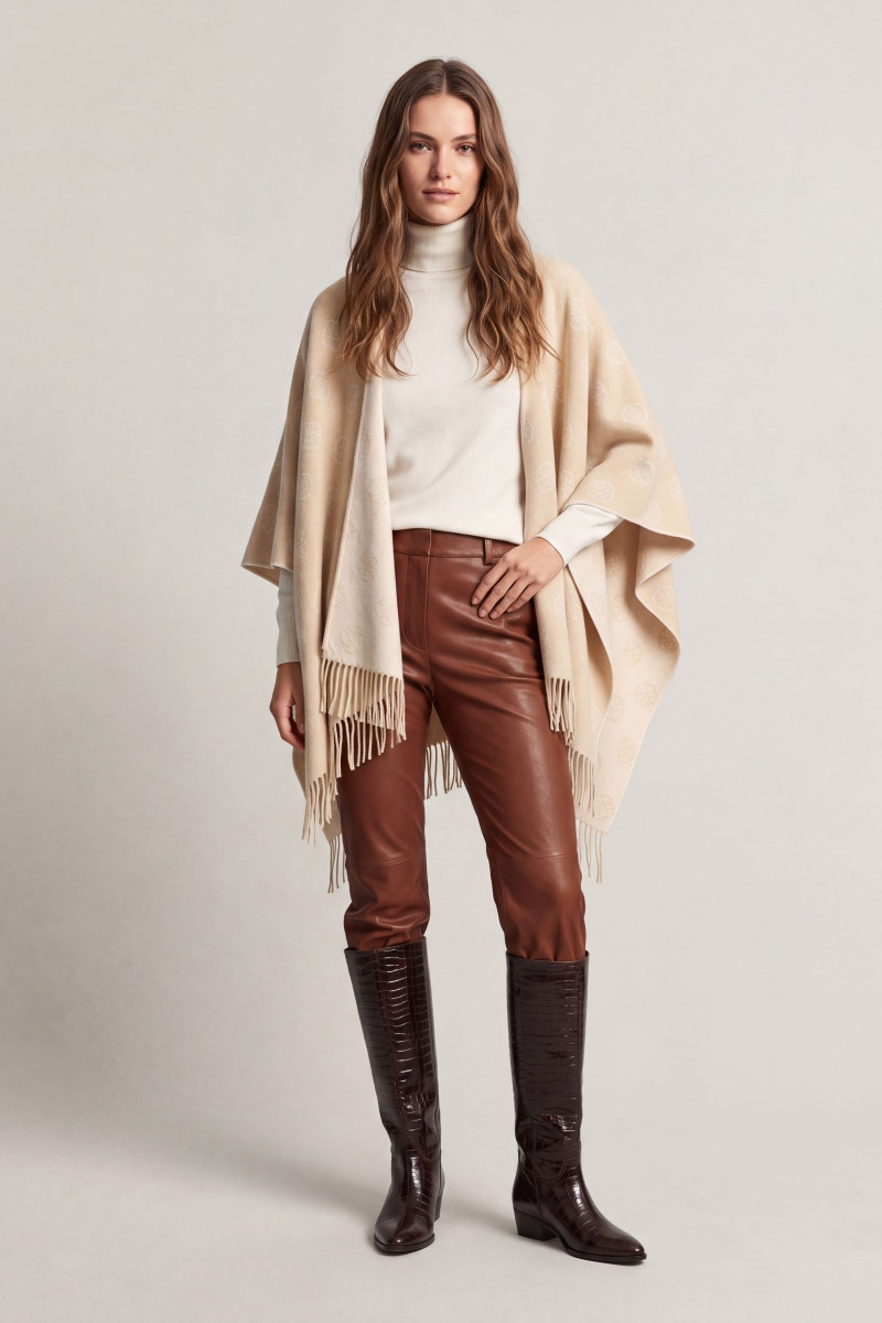 PONČO GANT MONOGRAM WOOL PONCHO OAT BEIGE