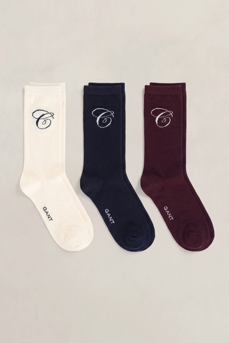 PONOŽKY GANT SCRIPT G SOCK 3-PACK EGGSHELL