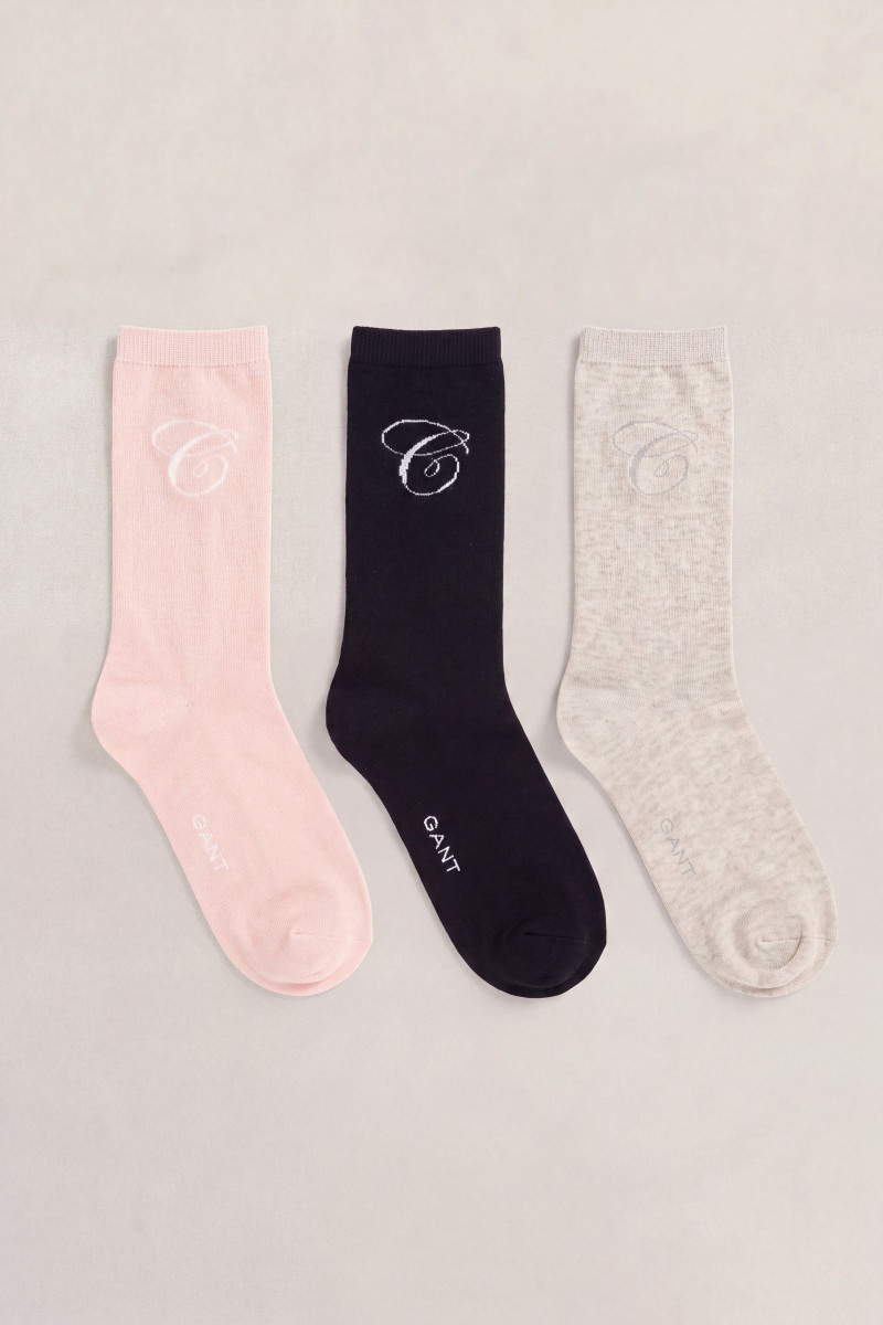 PONOŽKY GANT SCRIPT G SOCK 3-PACK REFINED PINK