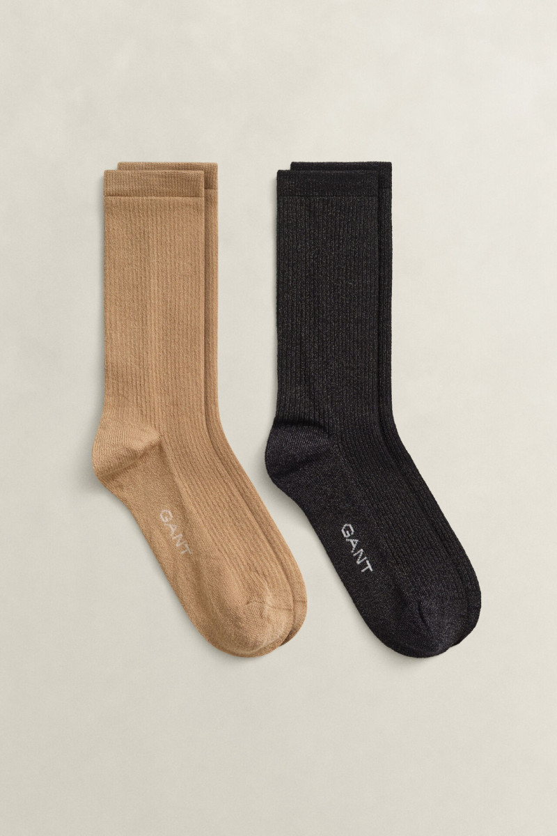 PONOŽKY GANT LUREX SOCK 2 PACK GB WARM KHAKI