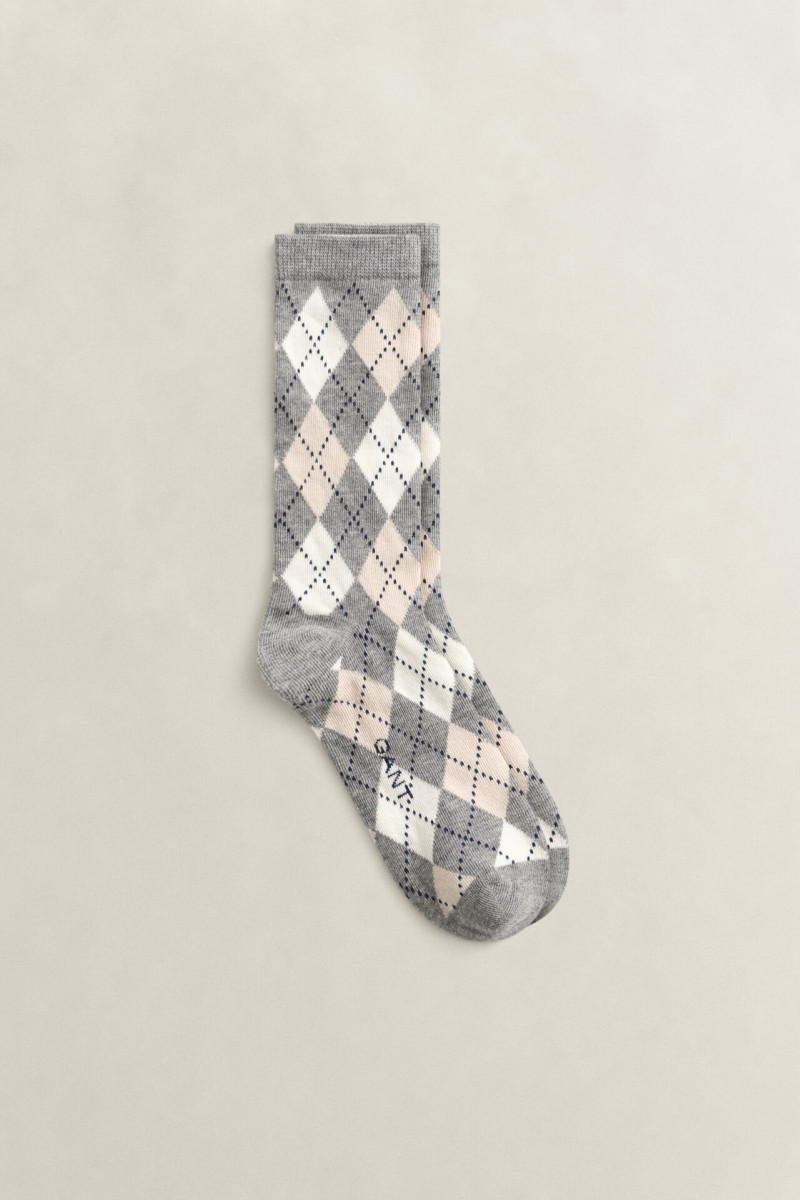 PONOŽKY GANT ARGYLE CHECK SOCKS DARK GREY MELANGE
