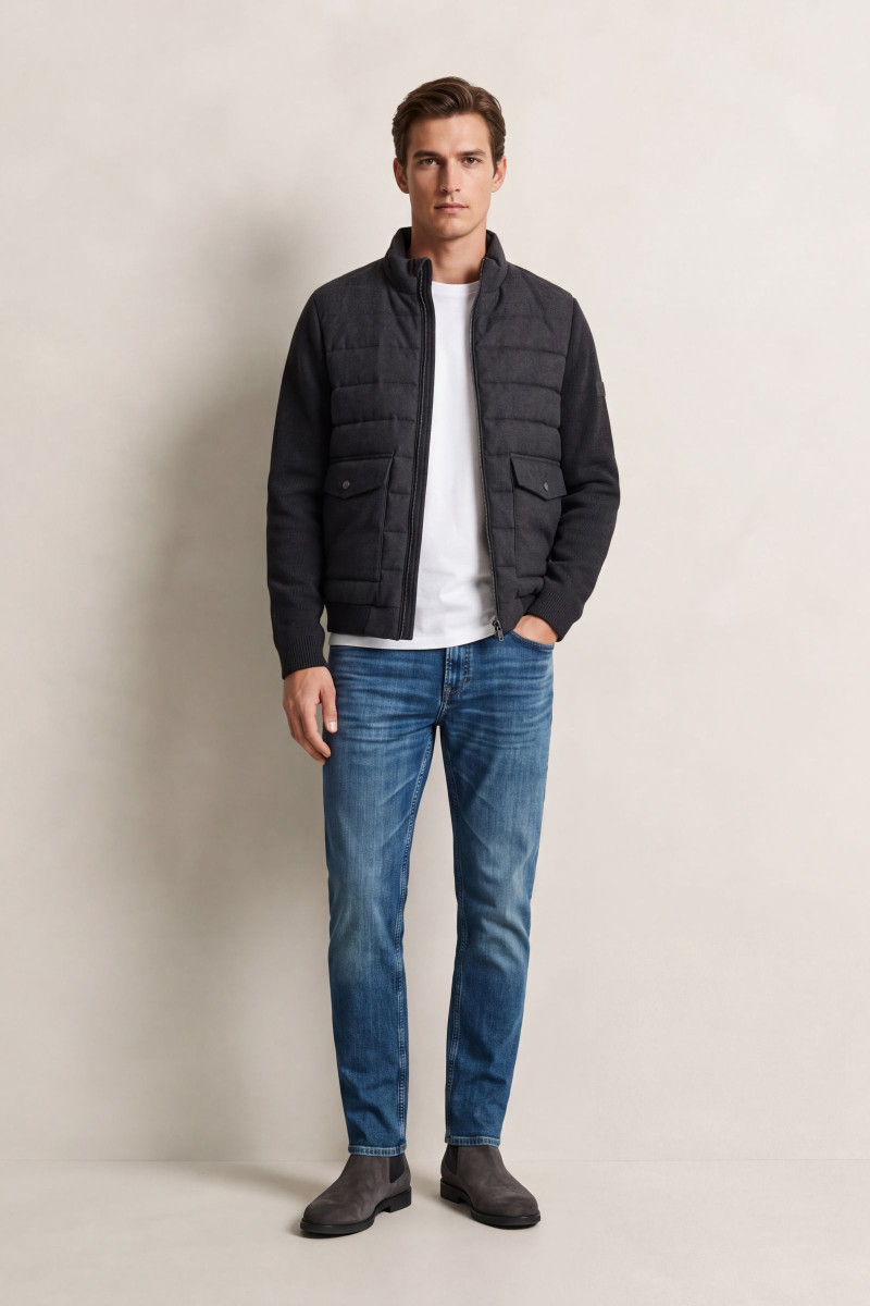 BUNDA GANT INSULATED HYBRID FLANNEL JACKET BLACK GREY