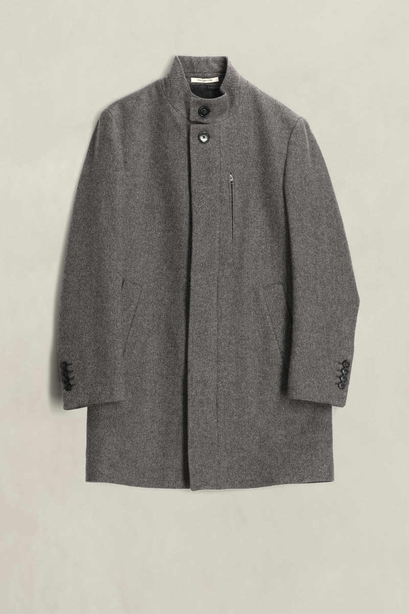 KABÁT GANT WOOL STAND-UP COAT BLACK GREY