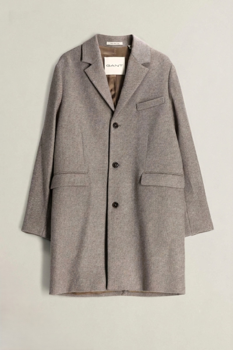 KABÁT GANT CLASSIC TWO-TONE WOOL COAT MIST TAUPE