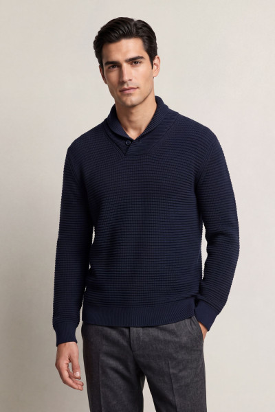 PULÓVER GANT TEXTURED SHAWL COLLAR SWEATER - Kép 1