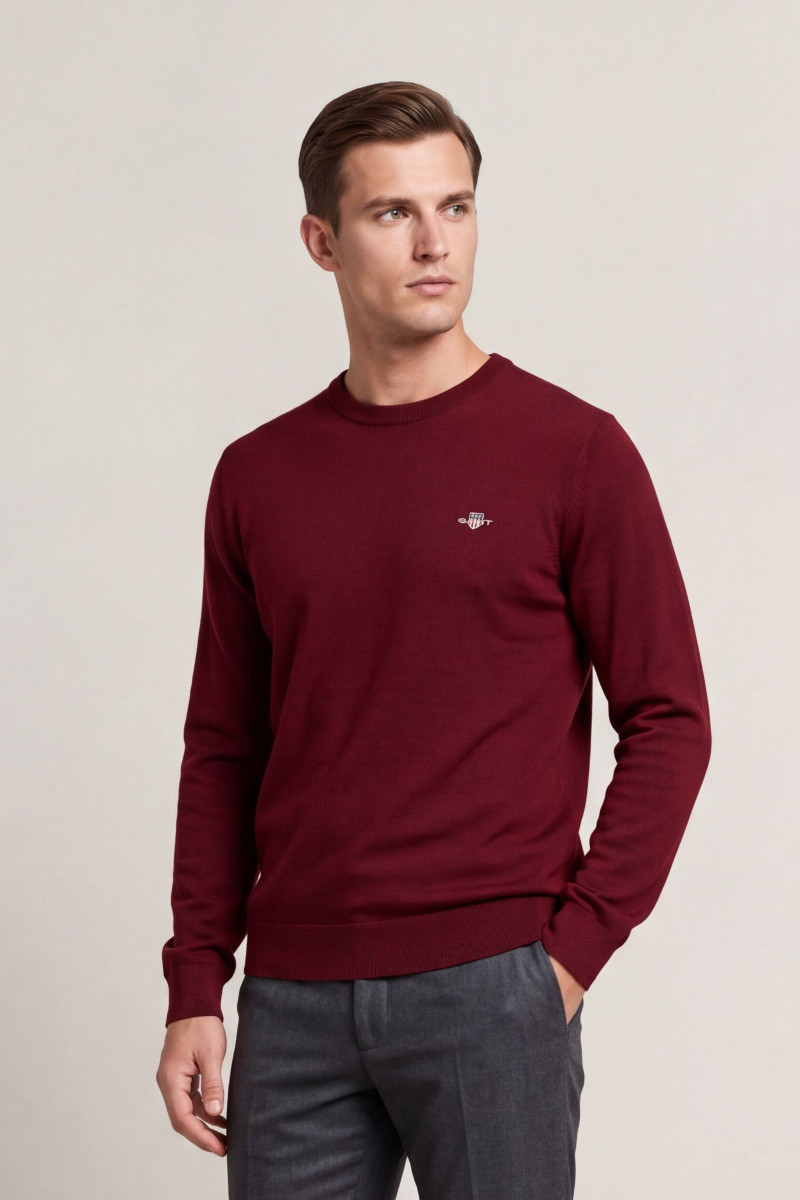 SVETER GANT CLASSIC COTTON C-NECK DEEP GRAPE WINE