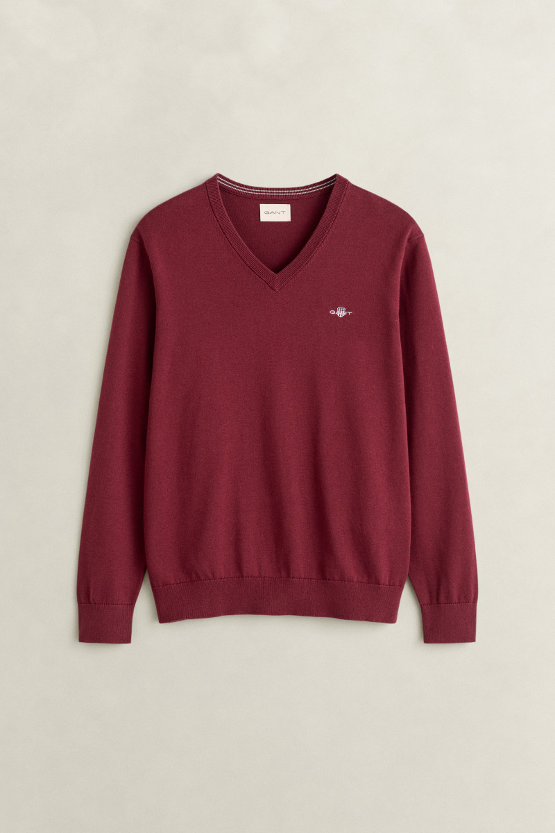 SVETER GANT CLASSIC COTTON V-NECK DEEP GRAPE WINE