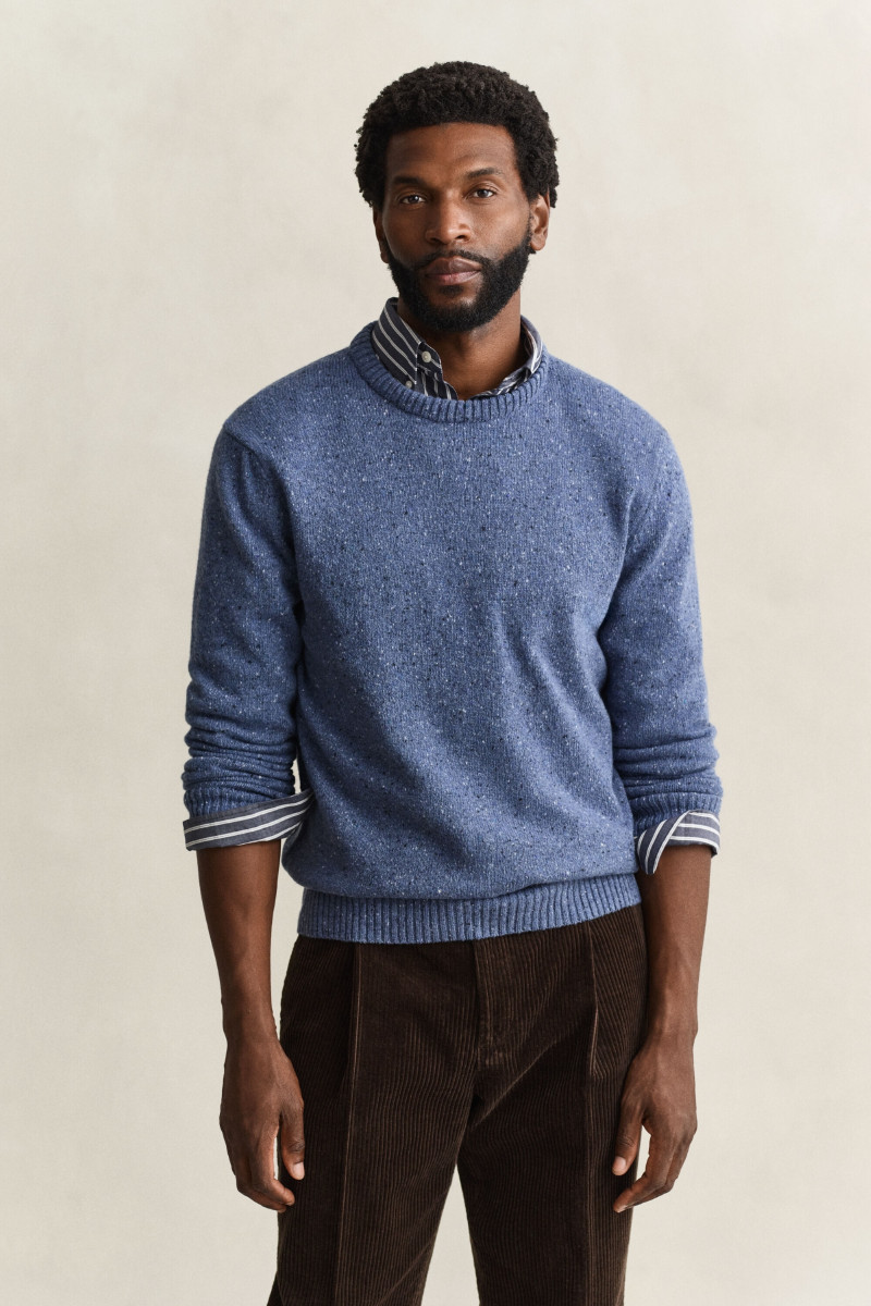 SVETER GANT WOOL BLEND NEPS C-NECK BLUE HORIZON