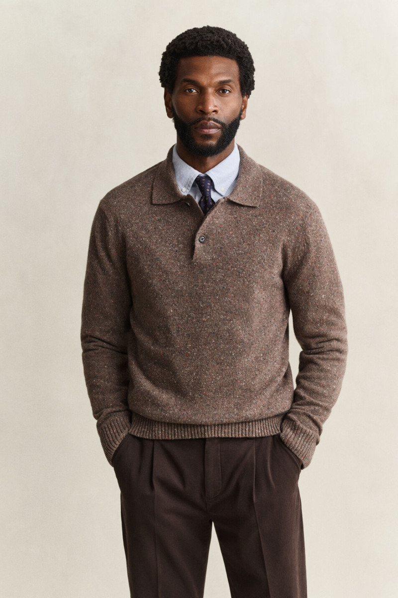 SVETER GANT WOOL BLEND NEPS POLO FADED TAUPE