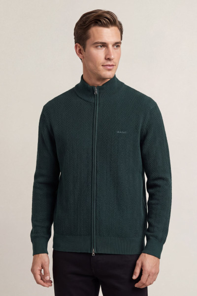 KARDIGÁN GANT HERRINGBONE TEXTURE ZIP CARDIGAN - Kép 1
