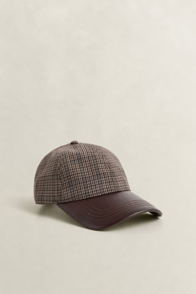 ŠILTOVKA GANT LEATHER VISOR WOOL CHECK CAP - Fotografia č. 1