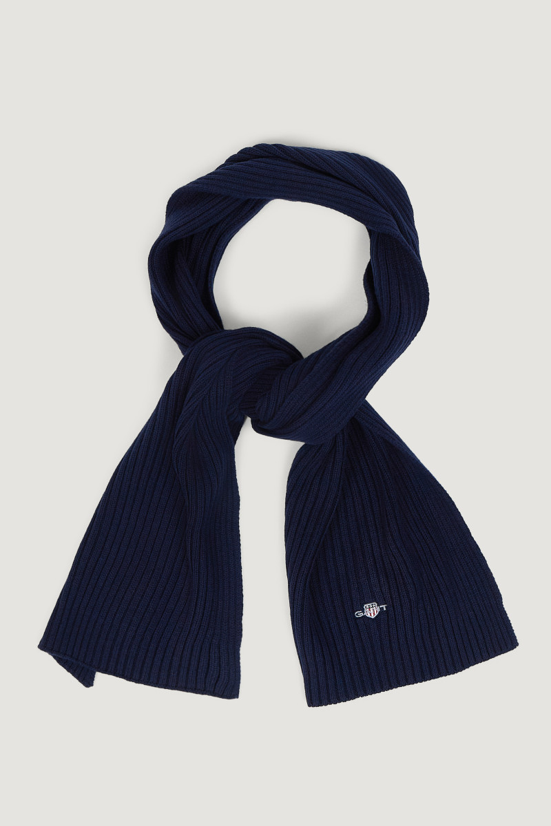 ŠÁL GANT COTTON BLEND LOGO SCARF MARINE