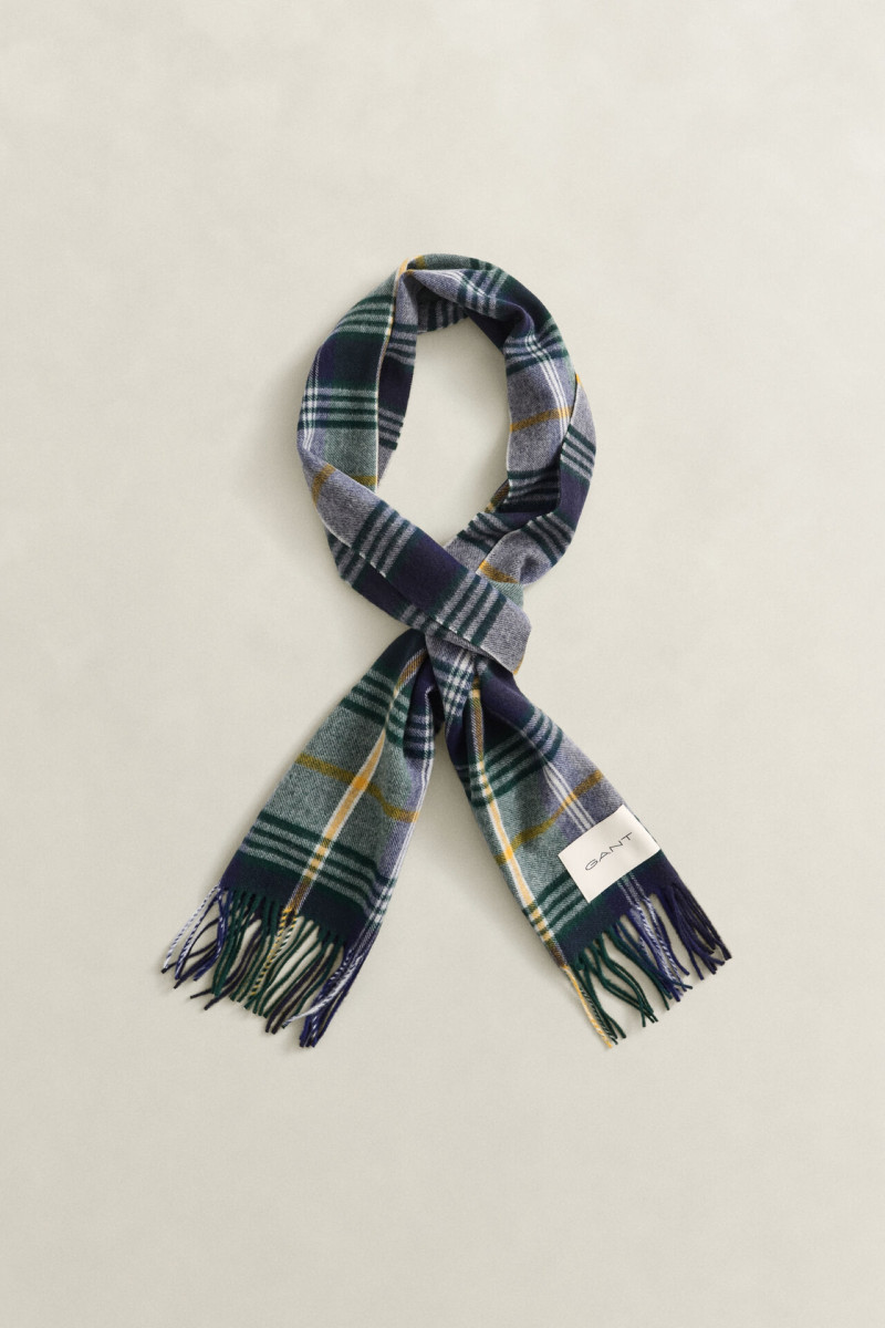 ŠÁL GANT CHECKED WOOL SCARF MARINE