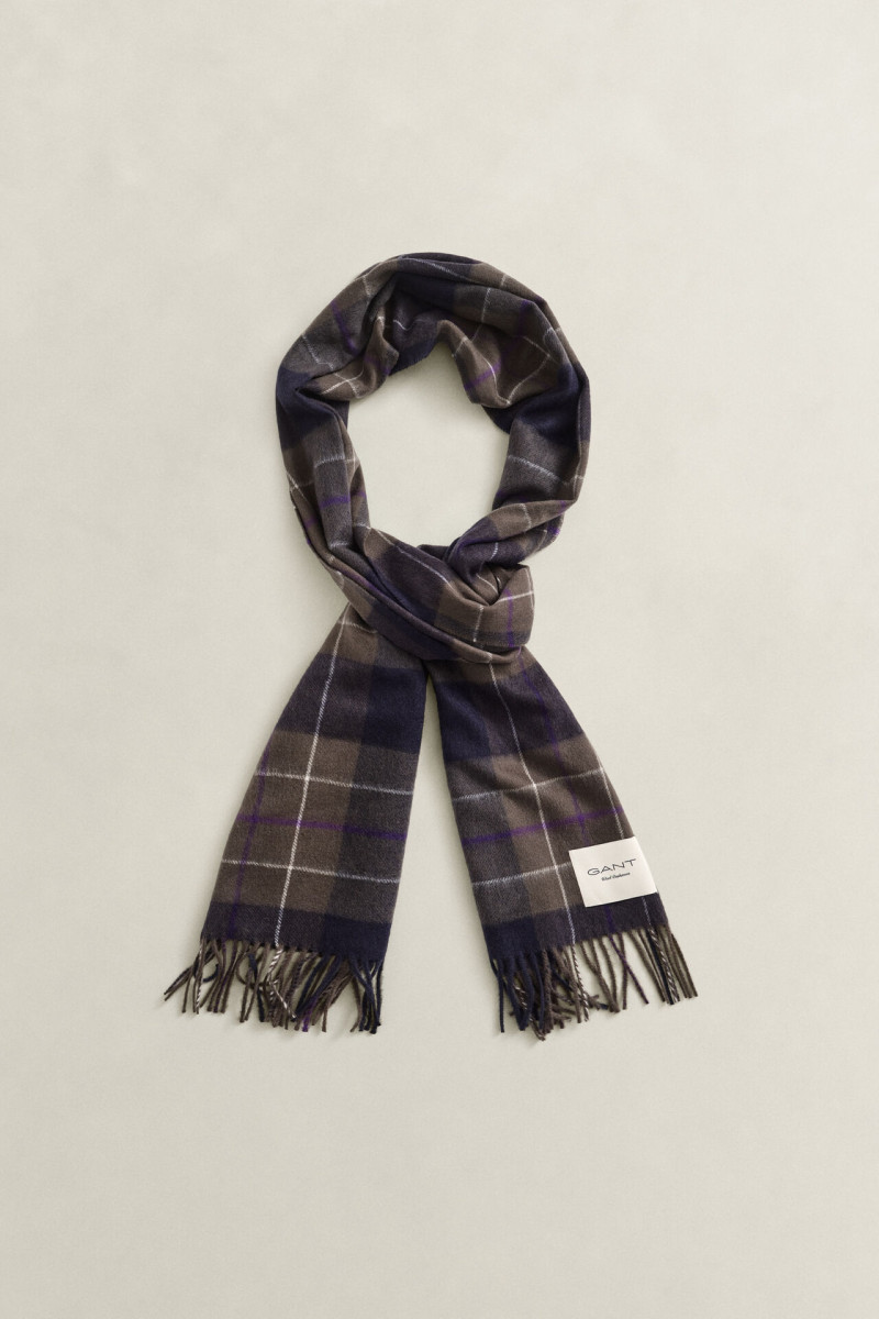 ŠÁL GANT CHECKED SCARF SHADOW BROWN