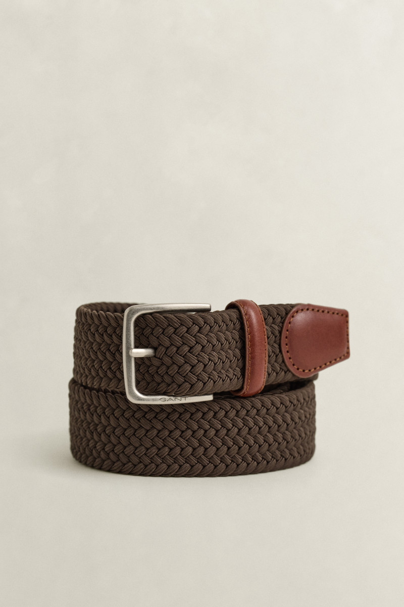 OPASOK GANT ELASTIC BRAIDED BELT BLACK BROWN